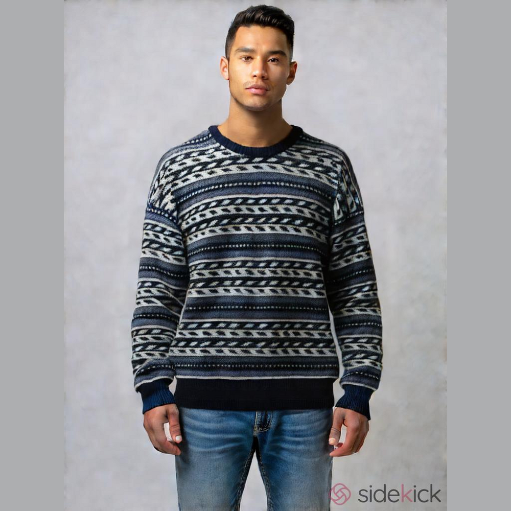 Vintage Fisherman Core Blue and White 3D Knit Coogi Style Cotton Sweater